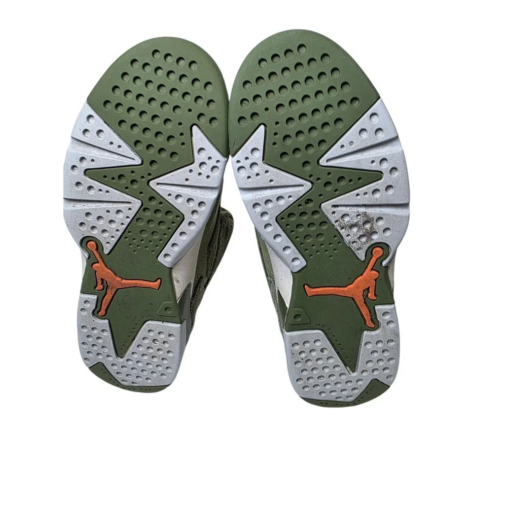 Nike Air Jordan 6 Retro GS Olive Green Orange Suede Kids Youth 3Y Sneakers SB0‎